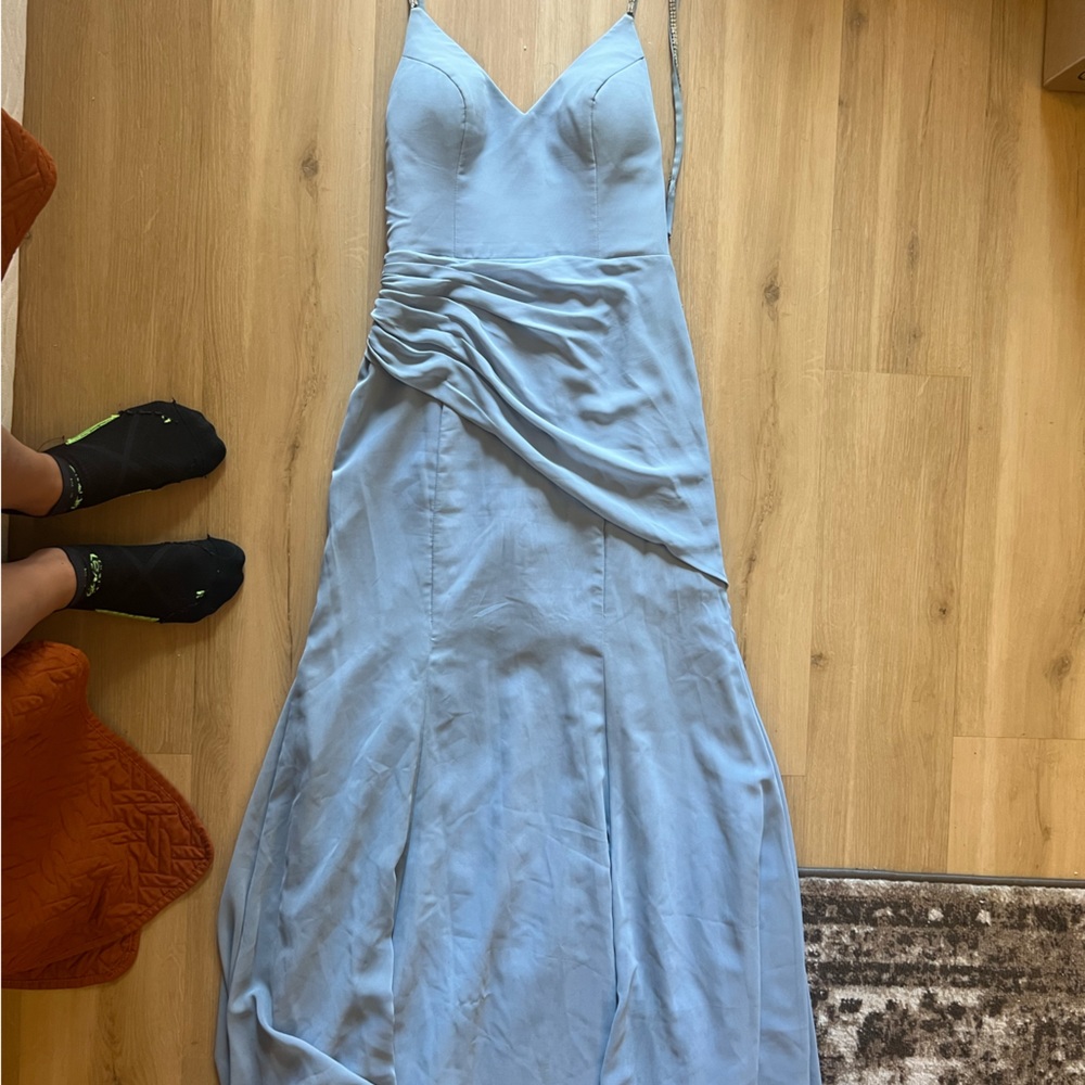 Azazie Dusty Blue bridesmaid dress - altered for 5’4” - worn once